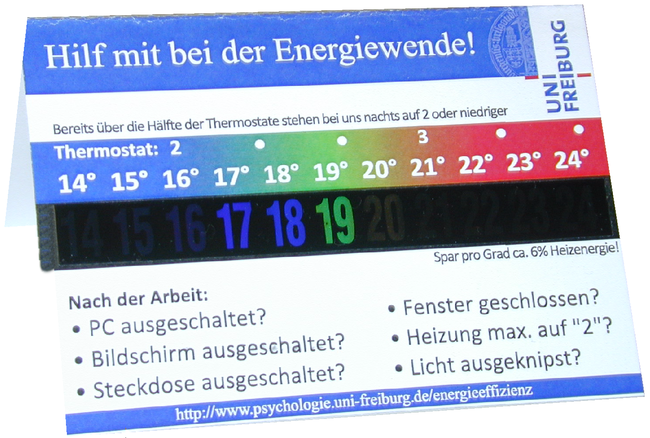 Aufsteller / Energiesparthermometer 2012/13 Vorderseite